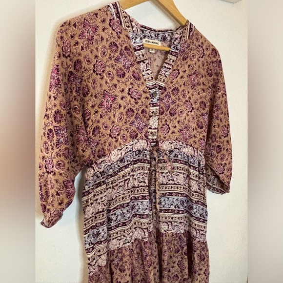 Billabong Marry Mine Floral Oversized Boho Babydoll Mini Swing Dress - Picture 8 of 9